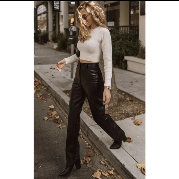 90s Y2K VINTAGE Bratz Hugo Buscati Collection sz. 6 Leather Pants Straight Leg - Picture 1 of 10